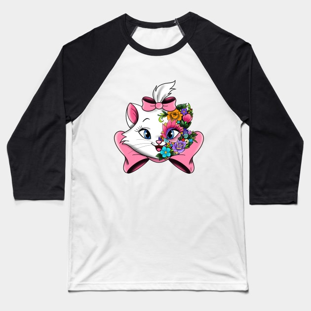 Flower Marie Baseball T-Shirt by Jurassic Ink